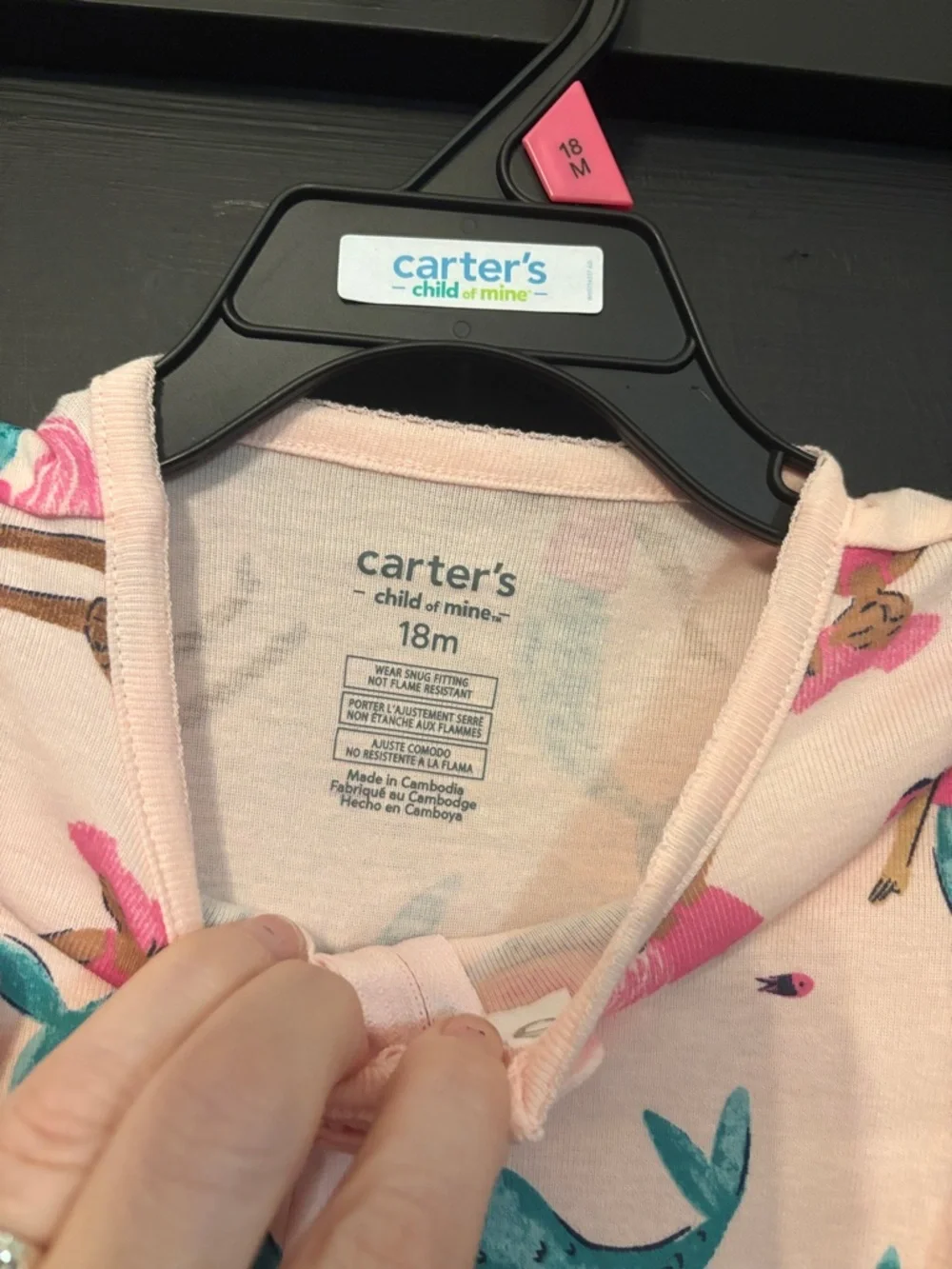 Carter's Light Pink Mermaid Print Footed One-Piece Pajamas